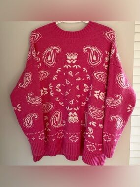 American Eagle Paisley Boho Knit Sweater - Size S Oversized